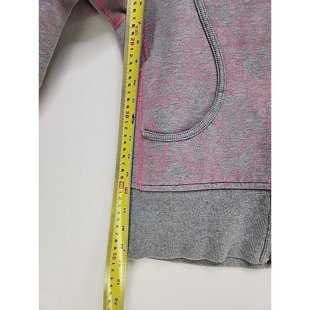 Lululemon Womens Hoodie Size 6 Pink and Gray Flower Motif Long Sleeve Zip Up - Picture 13 of 13
